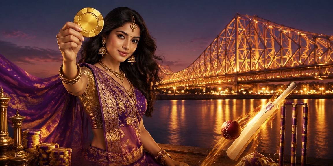 Kolkata Howrah Bridge with Cricket Betting Theme